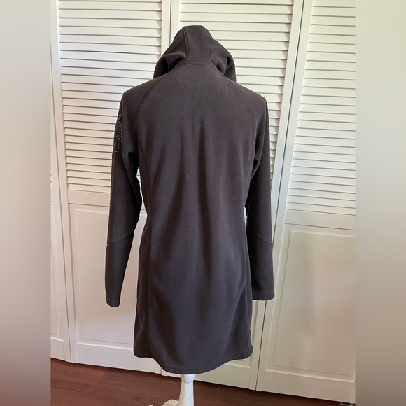 Athleta Jacket Women's Brown Fleece Embroidered Long Sleeve Hooded Two Way Zip - Picture 4 of 15